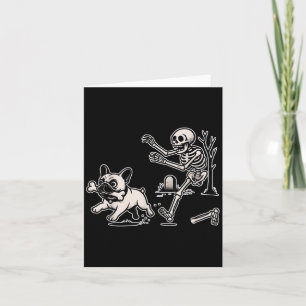 Funny Halloween French Bulldog Skeleton Soky Seaso Card