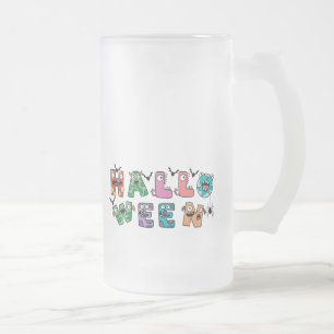 Funny Halloween Frosted Glass Beer Mug