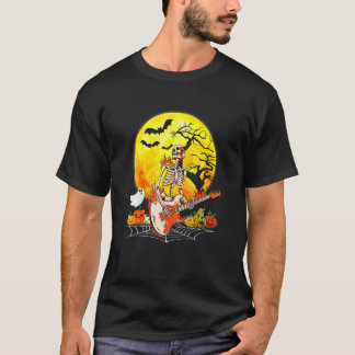 Funny Halloween Funny Skeleton Playing Guitar Pump T-Shirt