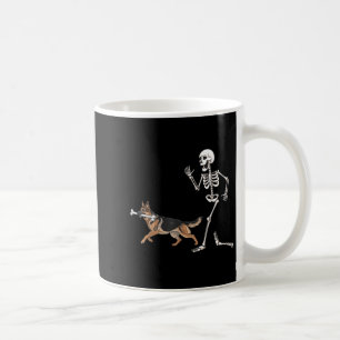 Funny Halloween German Shepherd And Skeleton Coffee Mug
