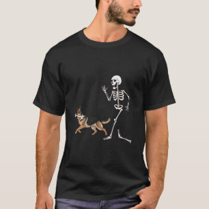 Funny Halloween German Shepherd and Skeleton T-Shirt