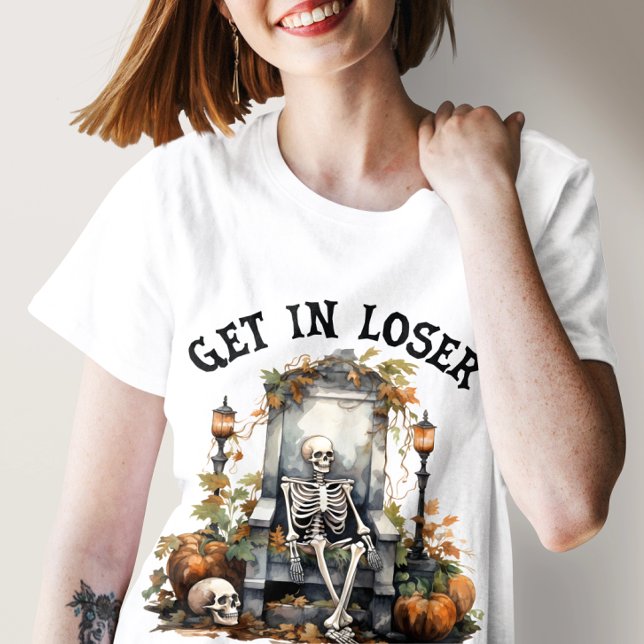 Funny Halloween "Get In Loser", Skeleton Halloween T-Shirt (Creator Uploaded)