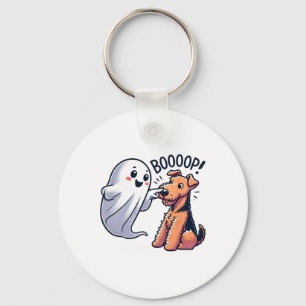 Funny Halloween Ghost Airedale Terrier Boop Lazy C Key Ring