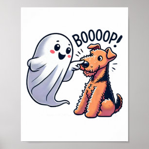Funny Halloween Ghost Airedale Terrier Boop Lazy C Poster