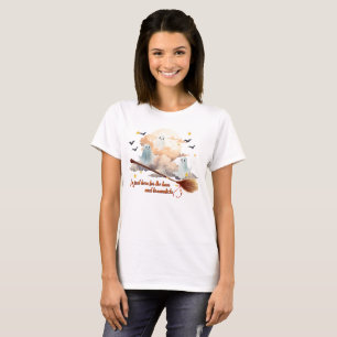 Funny Halloween Ghost and Broomstick, Fall Vibes T-Shirt