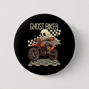 Funny Halloween Ghost Biker On Motorcycle  6 Cm Round Badge