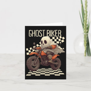 Funny Halloween Ghost Biker On Motorcycle Card