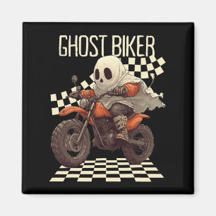 Funny Halloween Ghost Biker On Motorcycle Magnet