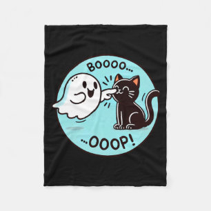 Funny Halloween Ghost Black Cat Boop Easy Lazy Fleece Blanket