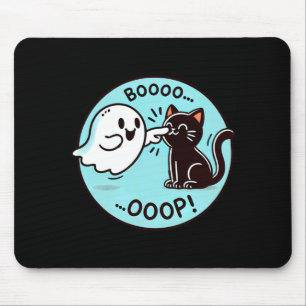 Funny Halloween Ghost Black Cat Boop Easy Lazy Mouse Mat