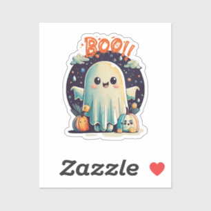 Funny Halloween Ghost Boo in Galaxy
