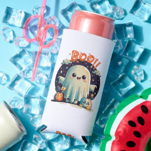 Funny Halloween Ghost Boo in Galaxy Seltzer Can Cooler