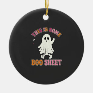 Funny Halloween Ghost Boo Sheet Floral Retro Desig Ceramic Tree Decoration