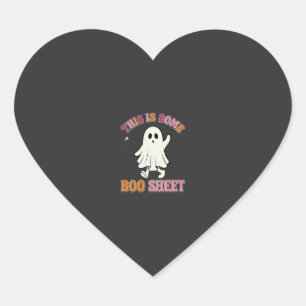 Funny Halloween Ghost Boo Sheet Floral Retro Desig Heart Sticker