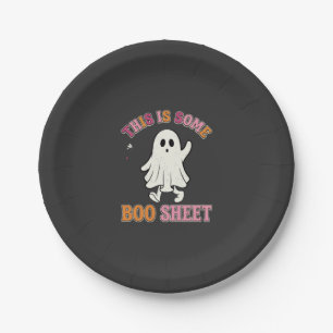 Funny Halloween Ghost Boo Sheet Floral Retro Desig Paper Plate