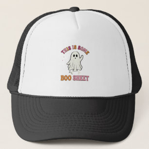 Funny Halloween Ghost Boo Sheet Floral Retro Desig Trucker Hat
