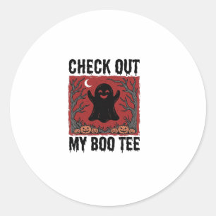 Funny Halloween Ghost Boo Tee Vintage Vector Desig Classic Round Sticker
