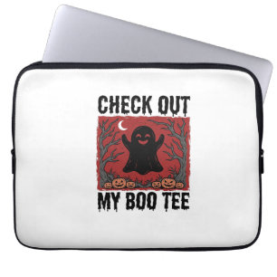 Funny Halloween Ghost Boo Tee Vintage Vector Desig Laptop Sleeve