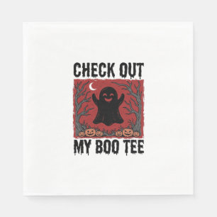 Funny Halloween Ghost Boo Tee Vintage Vector Desig Napkin
