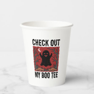 Funny Halloween Ghost Boo Tee Vintage Vector Desig Paper Cups
