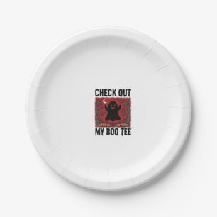 Funny Halloween Ghost Boo Tee Vintage Vector Desig Paper Plate