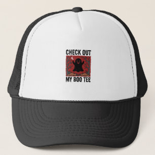 Funny Halloween Ghost Boo Tee Vintage Vector Desig Trucker Hat