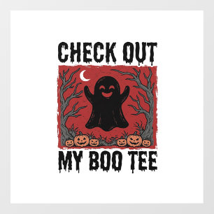 Funny Halloween Ghost Boo Tee Vintage Vector Desig Window Cling