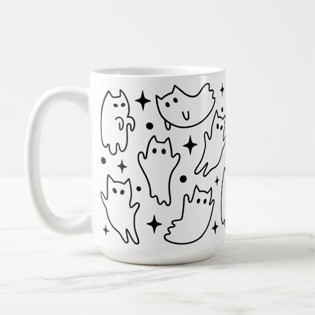 Funny Halloween Ghost Cat For Cats LoverMug Coffee Mug (Left)