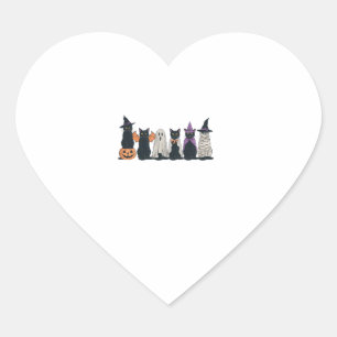 Funny Halloween Ghost Cat Spooky Black Cat Lover Heart Sticker