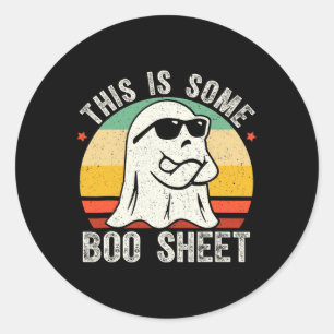 Funny Halloween Ghost Costume Vintage Mens Women Classic Round Sticker