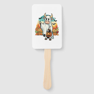 Funny Halloween Ghost Cow Hand Fan