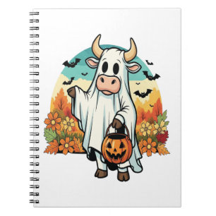 Funny Halloween Ghost Cow Notebook
