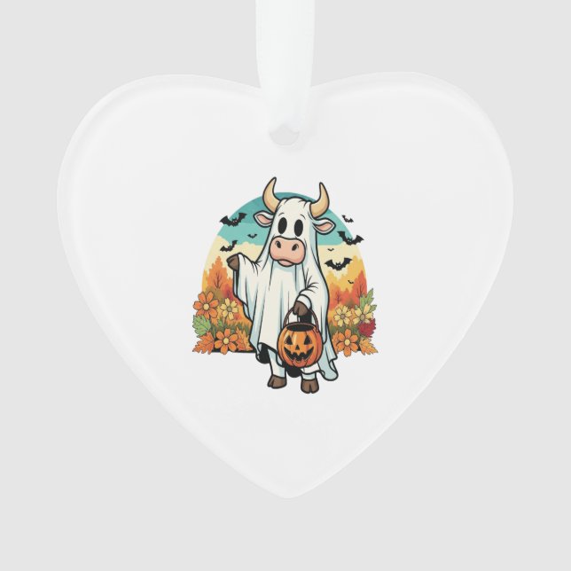 Funny Halloween Ghost Cow Ornament (Front)