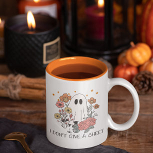 Funny Halloween Ghost & Flower Coffee Mug