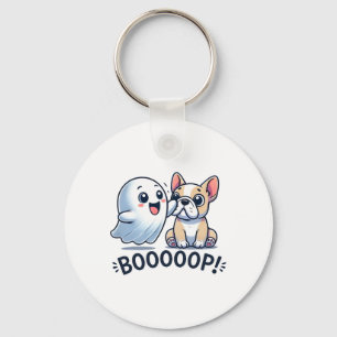 Funny Halloween Ghost French Bulldog Boop Easy Laz Key Ring