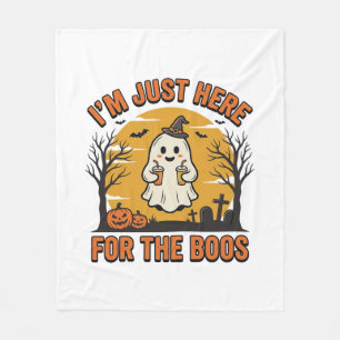 Funny Halloween Ghost Here for the Boos Vintage De Fleece Blanket