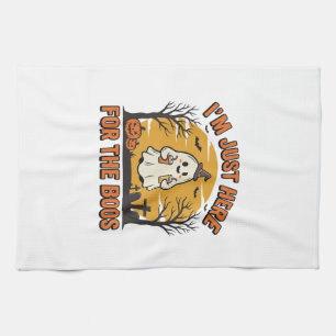 Funny Halloween Ghost Here for the Boos Vintage De Tea Towel