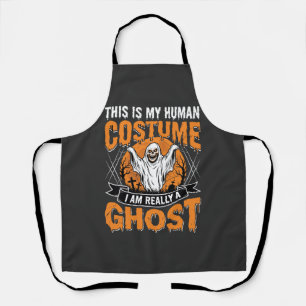 Funny Halloween Ghost Human Costume Vintage Apron