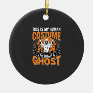 Funny Halloween Ghost Human Costume Vintage Ceramic Tree Decoration