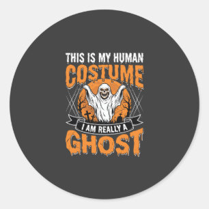 Funny Halloween Ghost Human Costume Vintage Classic Round Sticker