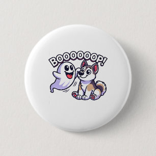 Funny Halloween Ghost Husky Dog Boop Silly Puppy H 6 Cm Round Badge