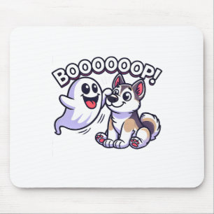 Funny Halloween Ghost Husky Dog Boop Silly Puppy H Mouse Mat