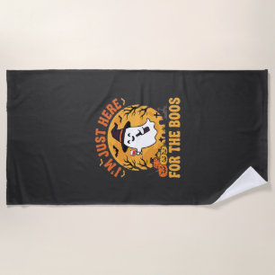 Funny Halloween Ghost I'm Just Here For The Boos Beach Towel