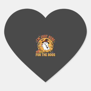 Funny Halloween Ghost I'm Just Here For The Boos Heart Sticker
