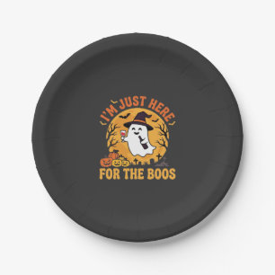 Funny Halloween Ghost I'm Just Here For The Boos Paper Plate