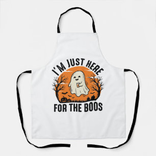 Funny Halloween Ghost Just Here for the Boos Shirt Apron