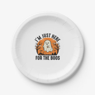 Funny Halloween Ghost Just Here for the Boos Shirt Paper Plate
