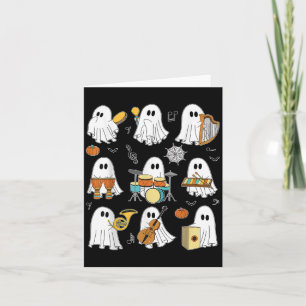 Funny Halloween Ghost Music Teacher Playing Instru Card
