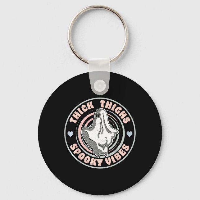 Funny Halloween Ghost Pastel Goth Key Ring (Front)