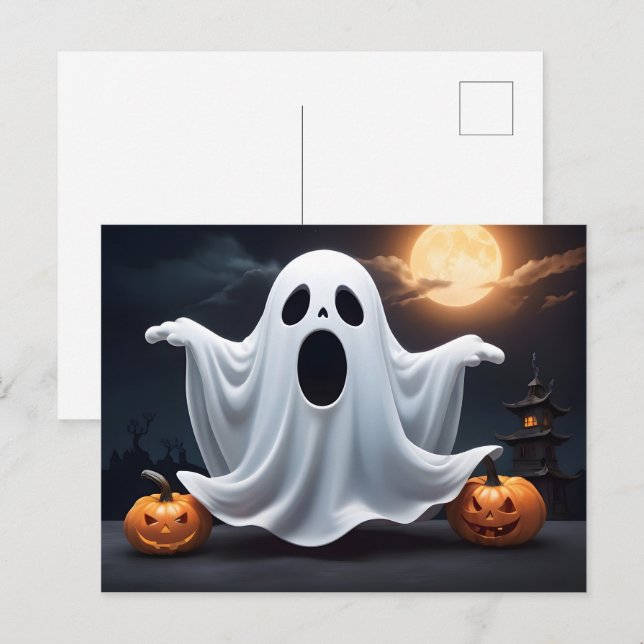 Funny Halloween ghost Postcard (Front/Back)